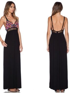 6 Shore Road Ganges Beaded Ladder Maxi Dress in Black Rock Size Small Revolve